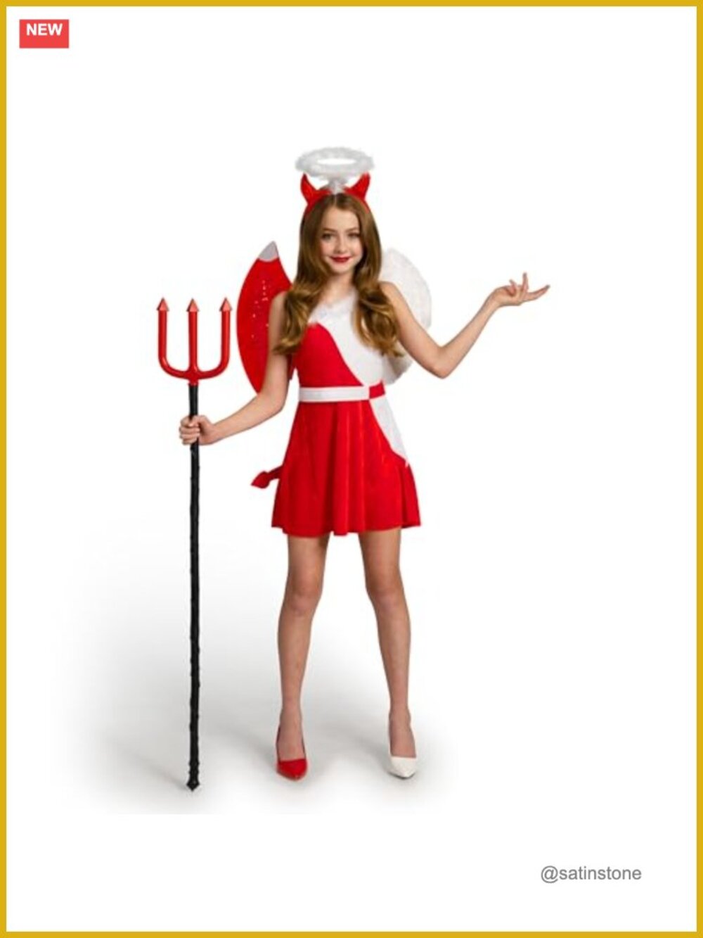 Girls Heavenly Devil Angel Costume Dress Wings Headband Belt